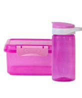 Munch on the go Square Lunch Box (1.15L) & Hydrate+ Bottle (500ml) Set Pink